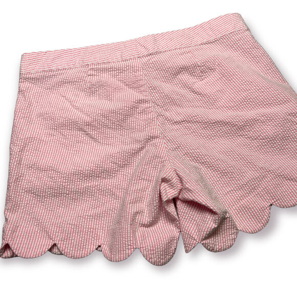 Lilly Pulitzer Buttercup Short SIZE 0 WAIST 29 Pink Seersucker Scallop Pockets - Picture 2 of 9